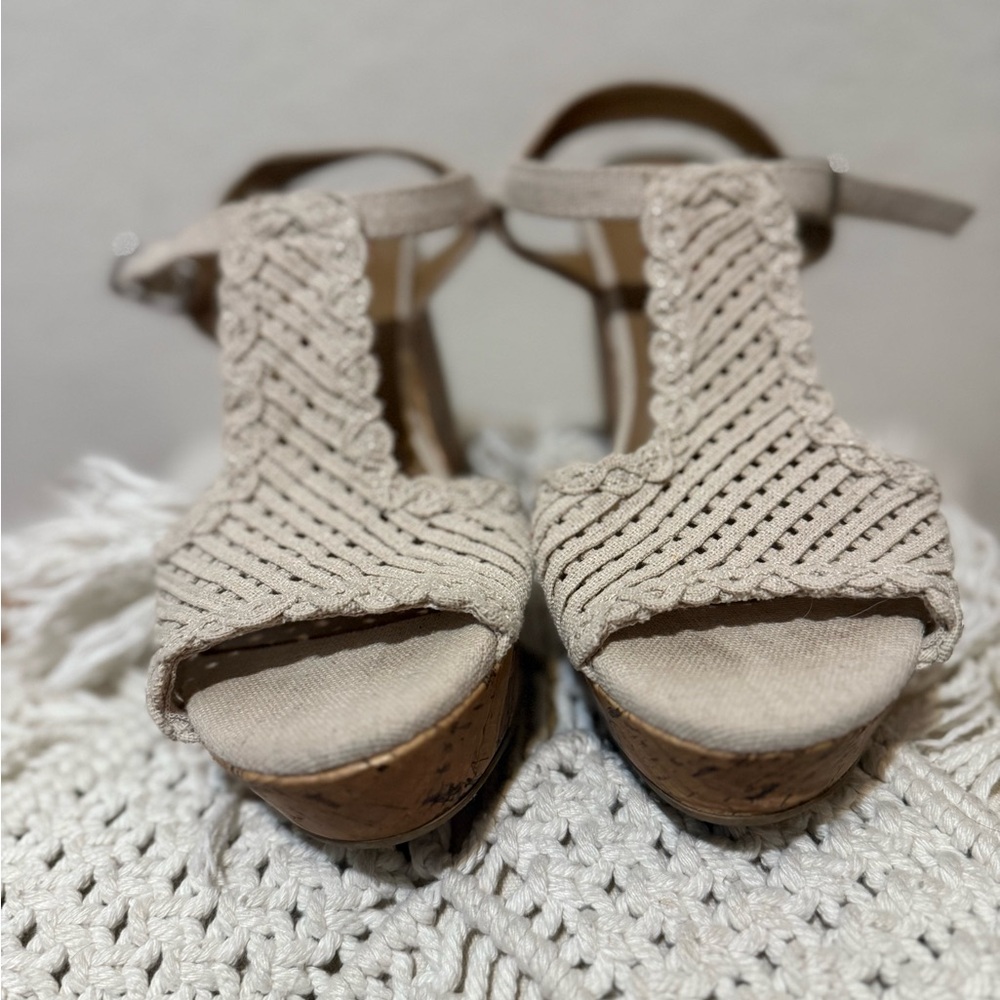 Jellypop Cream Woven Wedges